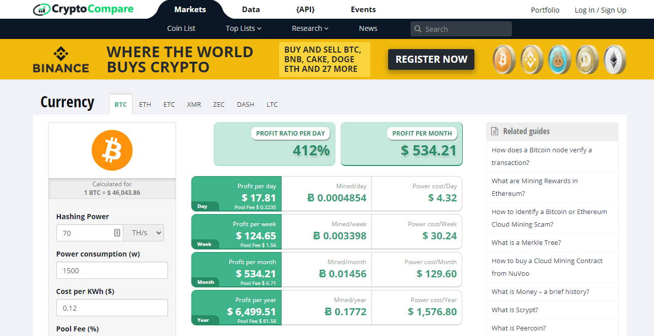 bitcoin win calculator)