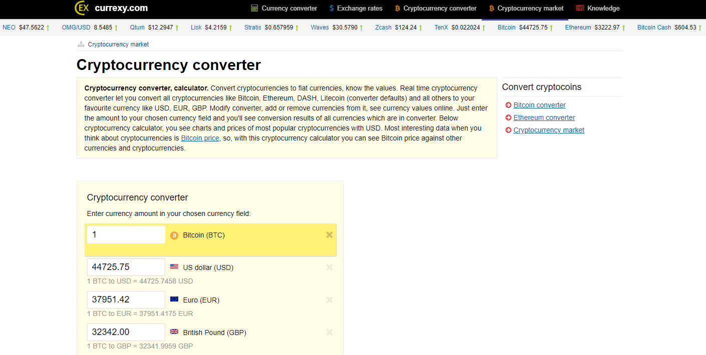 Crypto Converter - Cryptocurrency Calculator & Conversion Table