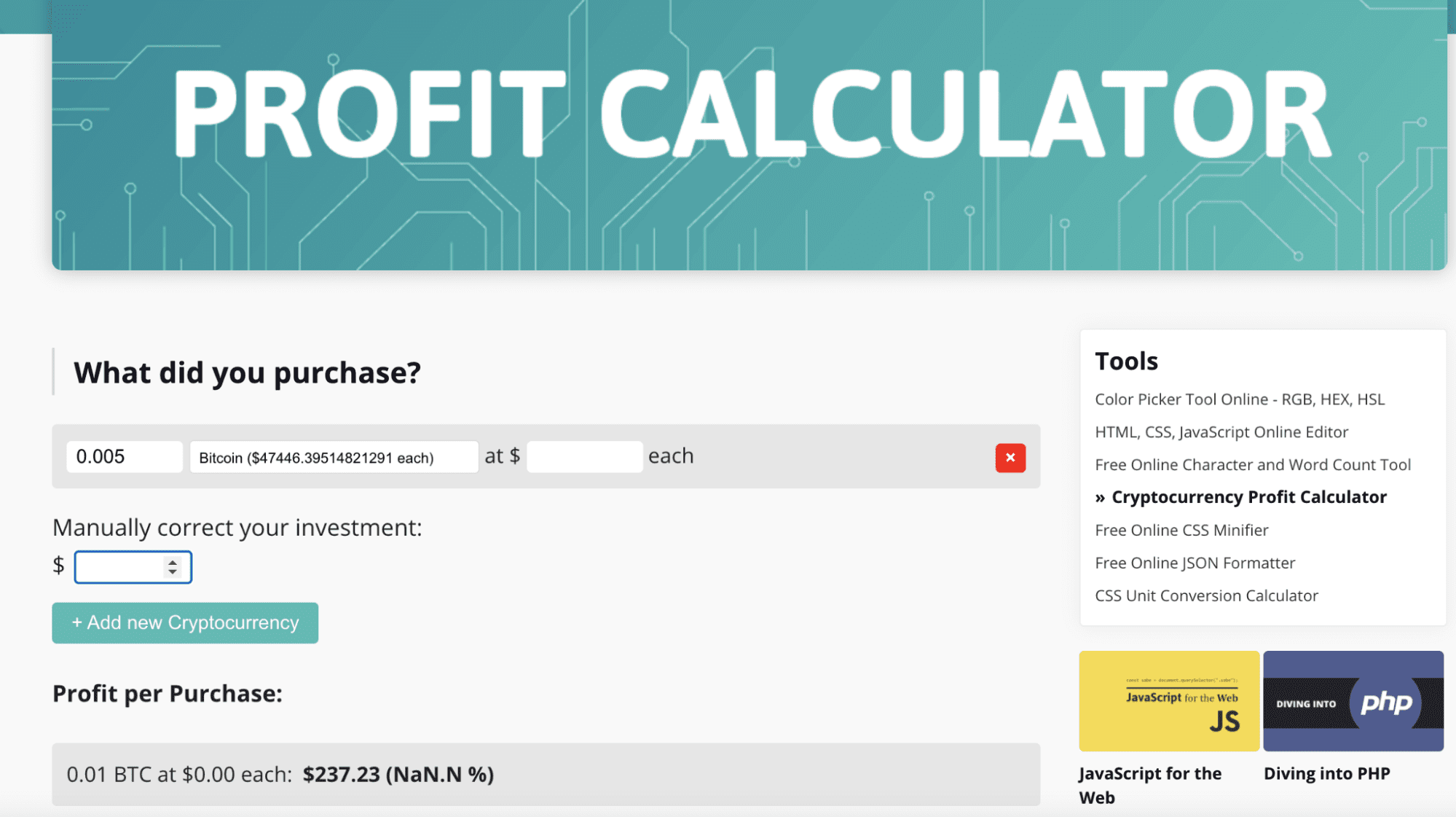 cryptocurrency profitability calc